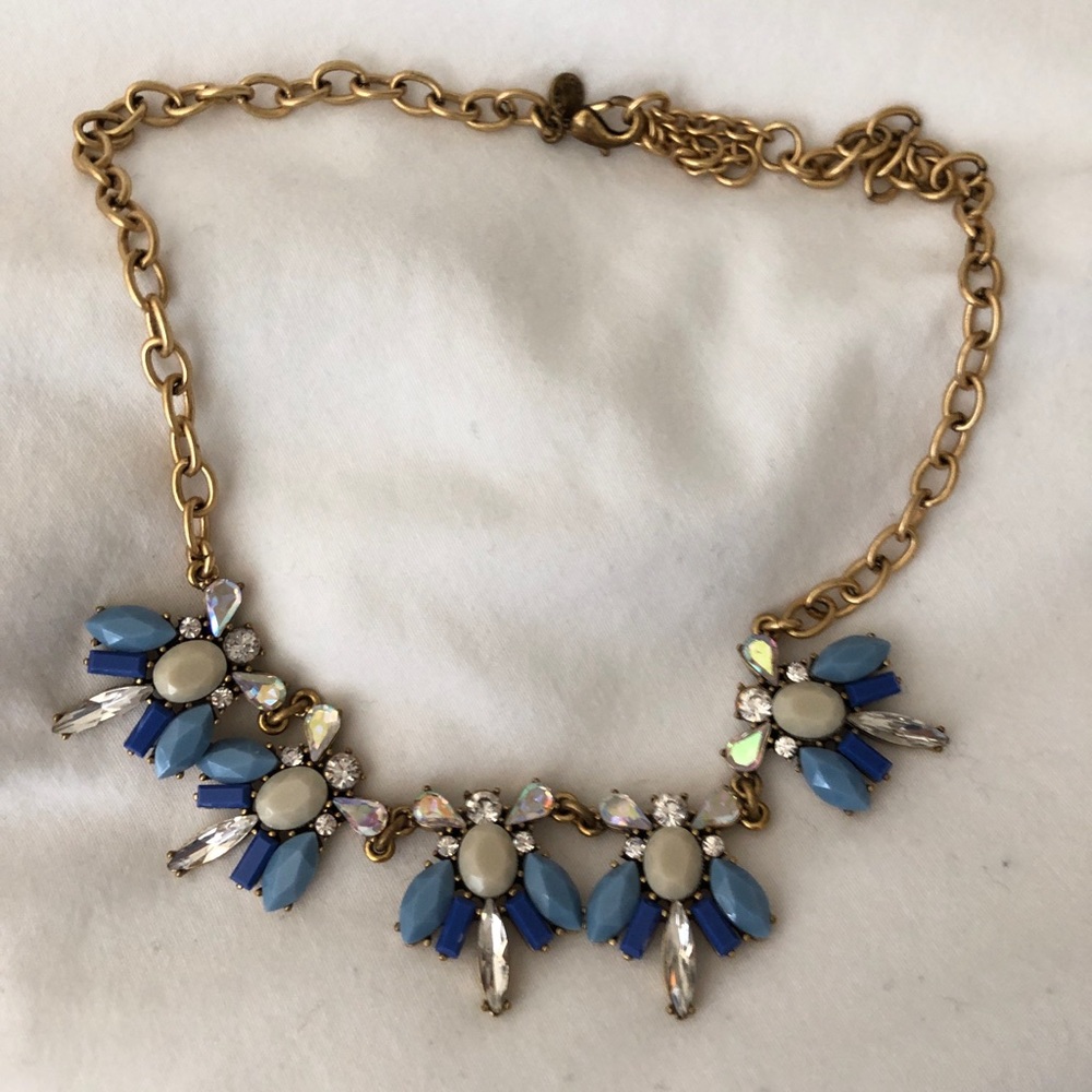 J Crew Gold and Blue Statement Necklace